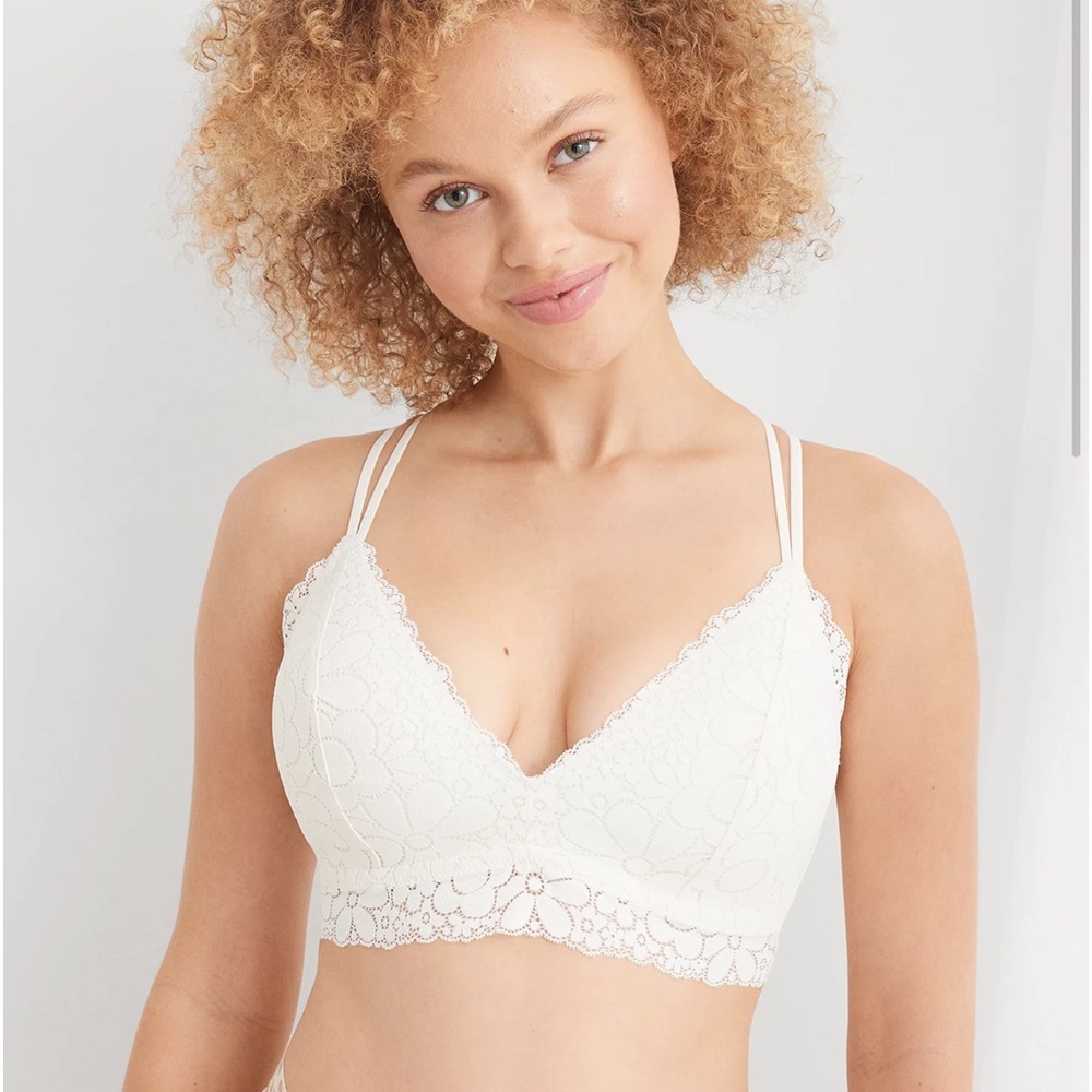 Aerie Real Happy Wireless Lightly Lined Candy Lace Bra